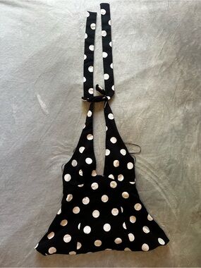 Zara Black Top with White Polka Dots